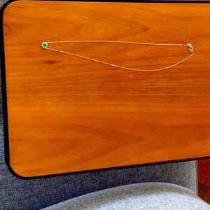 Emerald diamond pendant and necklace 14k white gold